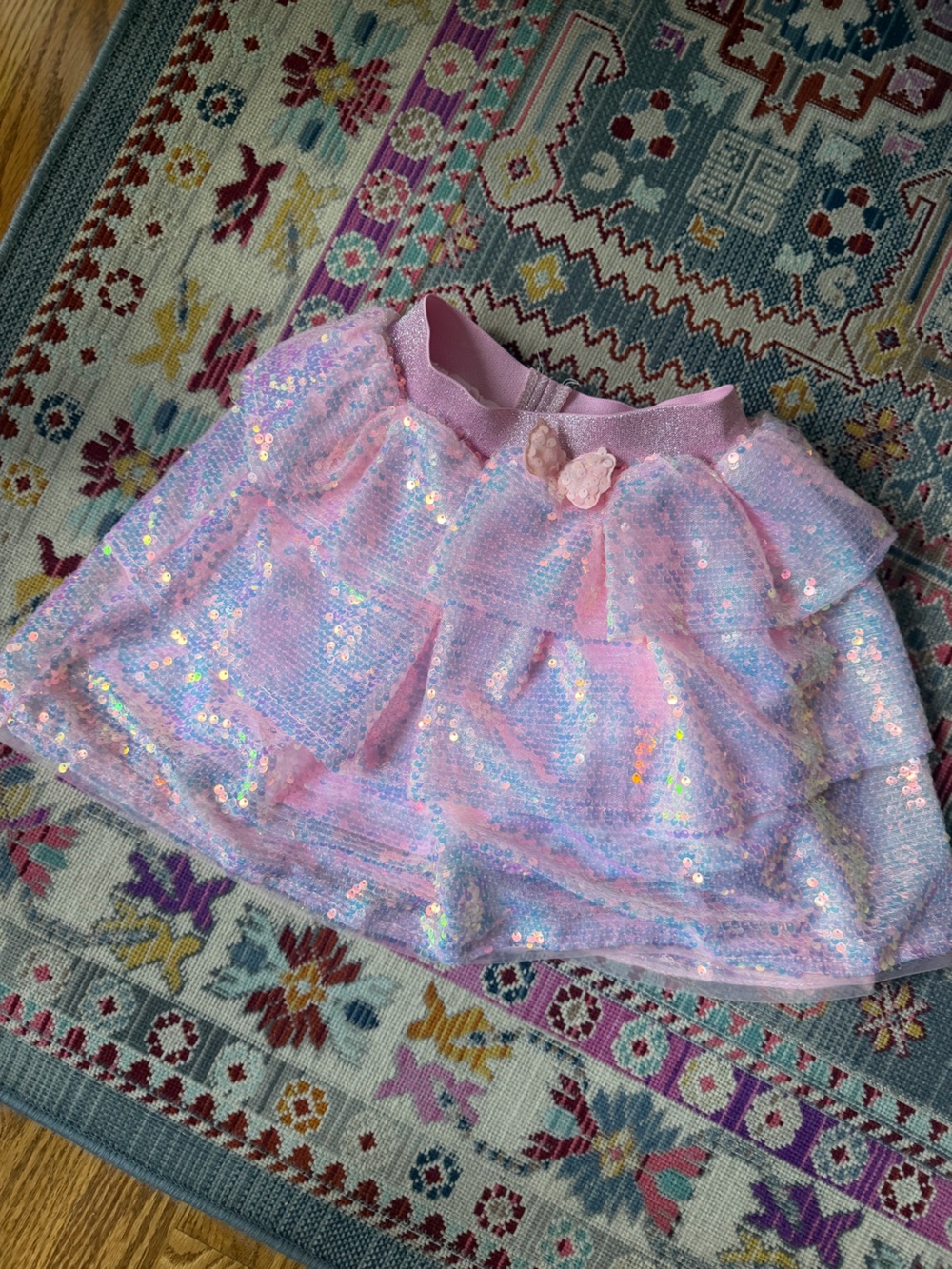 Lola + The Boys Pink Iridescent Sequin Tutu Skirt size 10 girls NWT